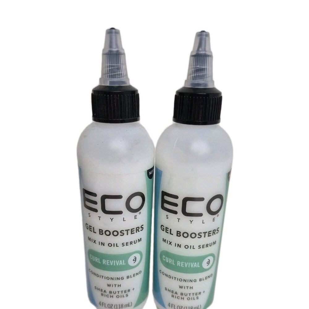 2 Bottles Eco Style curl revivial gel boosters mix in oil serum 4oz conditioning